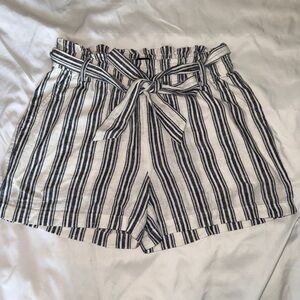 J. Crew Navy and White Striped High Waist Shorts